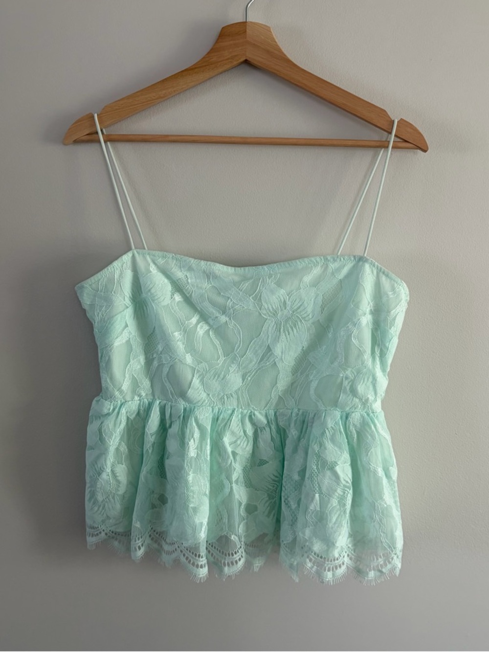 Guess Mint Green Lace Peplum Cami